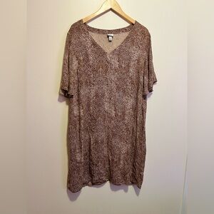 A New Day XXL Brown Snakeskin Print Rayon Tunic T-Shirt Dress w/ Pockets resort